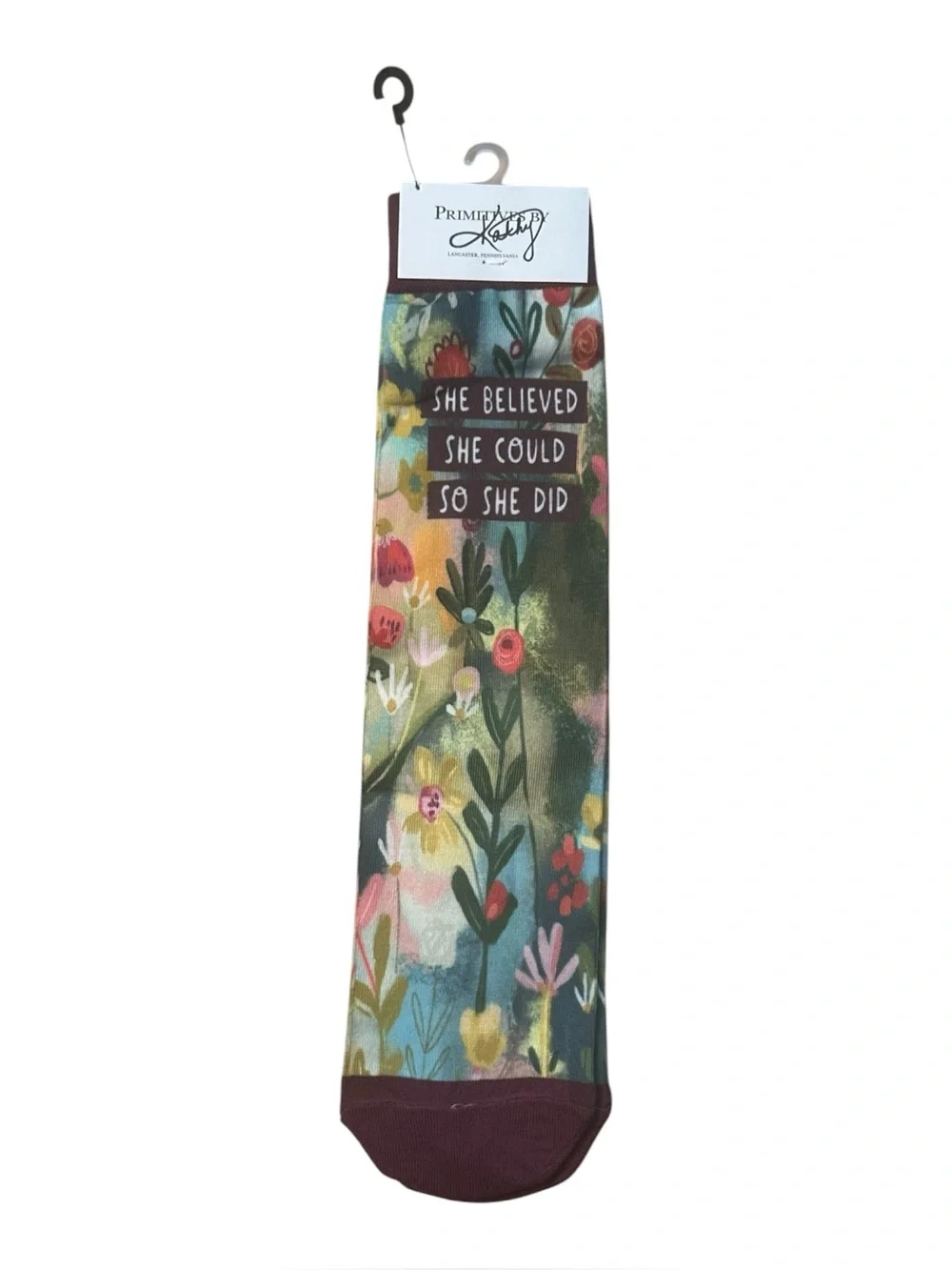 Primitives by Kathy Women’s Floral Socks She Believed She Could So She Did NEW